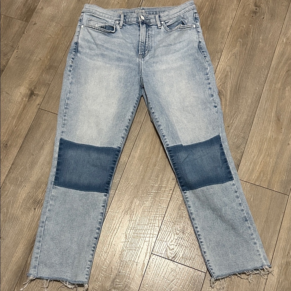 a.n.a Light Blue Straight Leg Jeans with Dark Blue Patches